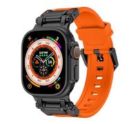 Sports Band for Apple Watch Ultra 2/Ultra bracelets 49mm 45mm 44mm 42mm for men, Durable Silicone Band with Metal Connector IWatch Ultra 9 8 7 6 5 4 3 SE(Black Adapter-Orange)