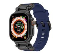 Sports Band for Apple Watch Ultra 2/Ultra bracelets 49mm 45mm 44mm 42mm for men, Durable Silicone Band with Metal Connector IWatch Ultra 9 8 7 6 5 4 3 SE(Black Adapter-Blue)