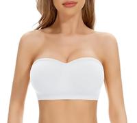 Sports Bra Women's Comfortable Sexy with Wrapped Bust, Strapless, Non-Slip, White, XXL(White,XXL)