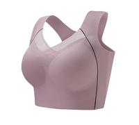Sports Bra Women's with Plain Seamless Back, Shockproof, Push Up, Wireless, with Widened Side Walls, Beige, 90-100 KG(Pink,70-80 KG)