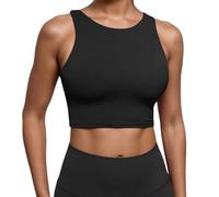 Sports Bras for Women Supportive Longline Bra High Neck Push Up Workout Built-in Short Tank Tops, Black, M(Black,M)