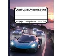 SPORTS CAR Composition Notebook: Supercar Racing on Scenic Coastal Highway at Sunset