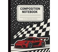 Sports Car Composition Notebook Wide Ruled - Racing & Checkered Flag Journal for Kids & Teens