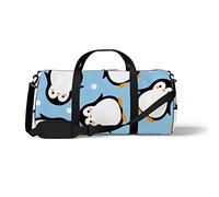 Sports Gym Duffle Bag for Yoga Dancing,Blue Penguin Christmas, Workout Carry On Shoulder Bag for Women Men