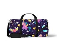 Sports Gym Duffle Bag for Yoga Dancing,Cartoon Unicorns with Diamonds, Workout Carry On Shoulder Bag for Women Men
