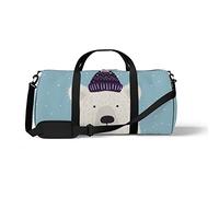 Sports Gym Duffle Bag for Yoga Dancing,Christmas Cartoon Bear, Workout Carry On Shoulder Bag for Women Men