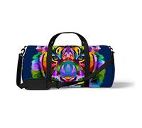 Sports Gym Duffle Bag for Yoga Dancing,Colorful Tiger Head, Workout Carry On Shoulder Bag for Women Men