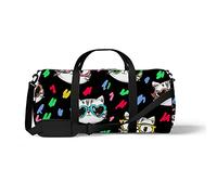 Sports Gym Duffle Bag for Yoga Dancing,Cute Cat with Glasses, Workout Carry On Shoulder Bag for Women Men