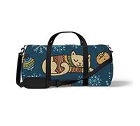 Sports Gym Duffle Bag for Yoga Dancing,Cute Christmas Cat, Workout Carry On Shoulder Bag for Women Men