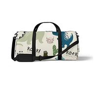 Sports Gym Duffle Bag for Yoga Dancing,Cute Doodle Dinosaur, Workout Carry On Shoulder Bag for Women Men