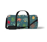 Sports Gym Duffle Bag for Yoga Dancing,Cute Sea Animals Green, Workout Carry On Shoulder Bag for Women Men