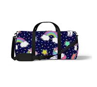 Sports Gym Duffle Bag for Yoga Dancing,Cute Unicorn Rainbow and Stars, Workout Carry On Shoulder Bag for Women Men