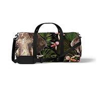 Sports Gym Duffle Bag for Yoga Dancing,Embroidery Elephant and Flowers, Workout Carry On Shoulder Bag for Women Men