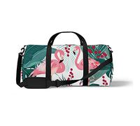 Sports Gym Duffle Bag for Yoga Dancing,Flamingo and Palm Trees, Workout Carry On Shoulder Bag for Women Men