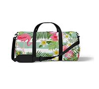 Sports Gym Duffle Bag for Yoga Dancing,Flamingo Floral Background, Workout Carry On Shoulder Bag for Women Men