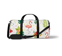 Sports Gym Duffle Bag for Yoga Dancing,Flamingo Flowers Palm Leaves, Workout Carry On Shoulder Bag for Women Men