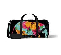 Sports Gym Duffle Bag for Yoga Dancing,Floral Pattern Elephant, Workout Carry On Shoulder Bag for Women Men