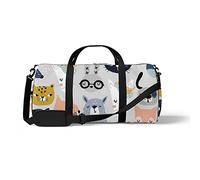 Sports Gym Duffle Bag for Yoga Dancing,Funny Animal Faces, Workout Carry On Shoulder Bag for Women Men