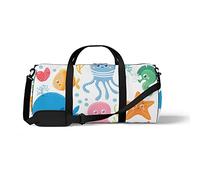 Sports Gym Duffle Bag for Yoga Dancing,Funny Marine Animals, Workout Carry On Shoulder Bag for Women Men