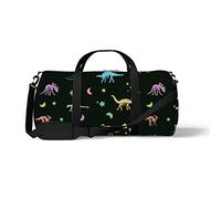 Sports Gym Duffle Bag for Yoga Dancing,Glowing Dinosaur Bones, Workout Carry On Shoulder Bag for Women Men