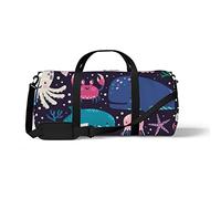 Sports Gym Duffle Bag for Yoga Dancing,Hand Drawn Marine Life, Workout Carry On Shoulder Bag for Women Men