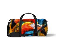 Sports Gym Duffle Bag for Yoga Dancing,Orange Flamingo Couple, Workout Carry On Shoulder Bag for Women Men