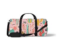 Sports Gym Duffle Bag for Yoga Dancing,Pink Desert Cactus, Workout Carry On Shoulder Bag for Women Men