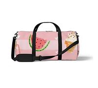 Sports Gym Duffle Bag for Yoga Dancing,Pink Summer Food, Workout Carry On Shoulder Bag for Women Men