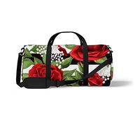 Sports Gym Duffle Bag for Yoga Dancing,Red Rose Geometric, Workout Carry On Shoulder Bag for Women Men