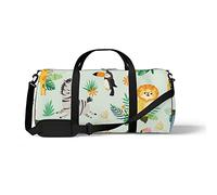 Sports Gym Duffle Bag for Yoga Dancing,Seamless Cute Wild Animals, Workout Carry On Shoulder Bag for Women Men