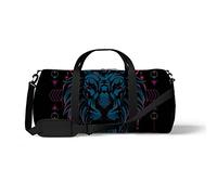 Sports Gym Duffle Bag for Yoga Dancing,The Lion Sacred Geometry, Workout Carry On Shoulder Bag for Women Men