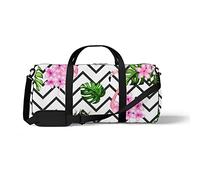 Sports Gym Duffle Bag for Yoga Dancing,Tropical Leaves Flamingo, Workout Carry On Shoulder Bag for Women Men