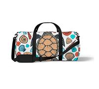 Sports Gym Duffle Bag for Yoga Dancing,Turtle Shells in Line Style, Workout Carry On Shoulder Bag for Women Men