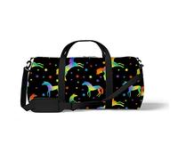 Sports Gym Duffle Bag for Yoga Dancing,Unicorn Silhouettes Rainbow, Workout Carry On Shoulder Bag for Women Men