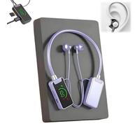 Sports Karaoke Bluetooth Earphones,Come with a Microphone,Wireless Sound Card Live Broadcasting and Audio Editing Earphones,Neck Mounted Earbuds with Long Battery Life with Digital Screen (Purple)
