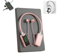 Sports Karaoke Bluetooth Earphones,Come with a Microphone,Wireless Sound Card Live Broadcasting and Audio Editing Earphones,Neck Mounted Earbuds with Long Battery Life with Digital Screen (Pink)