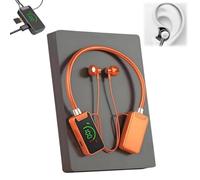 Sports Karaoke Bluetooth Earphones,Come with a Microphone,Wireless Sound Card Live Broadcasting and Audio Editing Earphones,Neck Mounted Earbuds with Long Battery Life with Digital Screen (Orange)