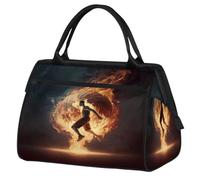 Sports Man Fire Burning Basketball Gym Bag for Women Men, Travel Sports Duffel Bag with Trolley Sleeve, Waterproof Sports Gym Bag Weekender Overnight Bag Carry On Tote Bag for Travel Gym Sport,