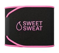 Sports Research - Faja adelgazante Sweet Sweat de calidad prémium para cintura, (logotipo rosa), unisex, incluye muestra gratuita de gel Sweet Sweat, Medium: 8" x 41" Length, Rosa (Pink Logo)