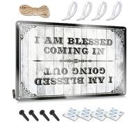 Sports Retro Wall Decor Dining Collection I Am Blessed Coming In And Going Out | Arte de pared de humor rústico (20 x 30 cm)