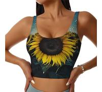Sports The Most Beautiful - Brasier de girasol para mujer, brasier de alto impacto, cobertura completa, almohadillas extraíbles, camiseta corta básica para mujer, Negro, XL