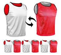 SPORTSBIBS 6x Petos Respirable de Fútbol - Juego de 6 piezas - Camisetas de dos caras de malla abierta y ligera, chaleco De Entrenamiento T-shirt Ejecutar Unisex Sport S M L XL