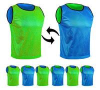 SPORTSBIBS 6X Petos Respirable de Fútbol - Juego de 6 Piezas - Camisetas de Dos Caras de Malla Abierta y Ligera, Chaleco De Entrenamiento T-Shirt Ejecutar Unisex Sport S M L XL