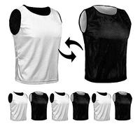 SPORTSBIBS 6X Petos Respirable de Fútbol - Juego de 6 Piezas - Camisetas de Dos Caras de Malla Abierta y Ligera, Chaleco De Entrenamiento T-Shirt Ejecutar Unisex Sport S M L XL