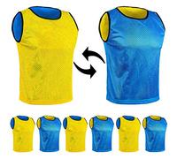 SPORTSBIBS 6X Petos Respirable de Fútbol - Juego de 6 Piezas - Camisetas de Dos Caras de Malla Abierta y Ligera, Chaleco De Entrenamiento T-Shirt Ejecutar Unisex Sport S M L XL
