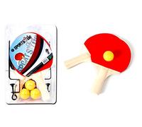 SPORTSIDE - Set de 2 Raquetas de Ping Pong 3 Pelotas y 1 Red - Juego de Raqueta - Set Completo - Tenis de Mesa - 046579A - Multicolor - Madera - 25 cm - Artículo Deportivo