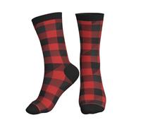 Sportsocken Cuadros Rojos Y Negros Calcetines De Deporte Funny Crew Socks Casuales Calcetines De Fútbol For Actividades Aire Libre Fitness Football 40cm