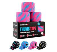 SPORTTAPE 3 Rollos Cinta para Pulgar Rosa 3,8 cm x 4,5 m - Tape para CrossFit, Halterofilia y Powerlifting - Envoltura Antisudor, Rasgable a Mano y Agarre Firme para Hook Grip