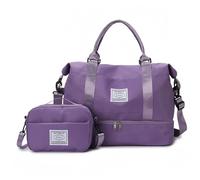 Sporttasche Damen Reisetasche 55L mit Schuhfach & Nassfach groß Gym Bag Faltbar Schwimmtasche Wasserdicht Trainingstasche leicht Duffel Bag für Sport Fitness Reisen, morado, Estilo escandinavo