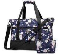 Sporttasche Damen Reisetasche 55L mit Schuhfach & Nassfach groß Gym Bag Faltbar Schwimmtasche Wasserdicht Trainingstasche leicht Duffel Bag für Sport Fitness Reisen, camelias, Estilo escandinavo